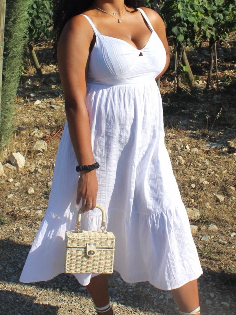 Gentle Fawn White Sleeveless Midi Sundress